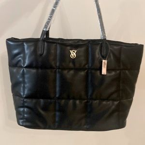 Victoria secret puffer black tote